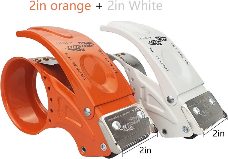 IDHM PROSUN 2 Pack Metal Packing Tape Dispenser Gun: 2-inch Wide Tape dispensers/3-Inch Inner Paper Core(2" Orange+2" White) - Image 2